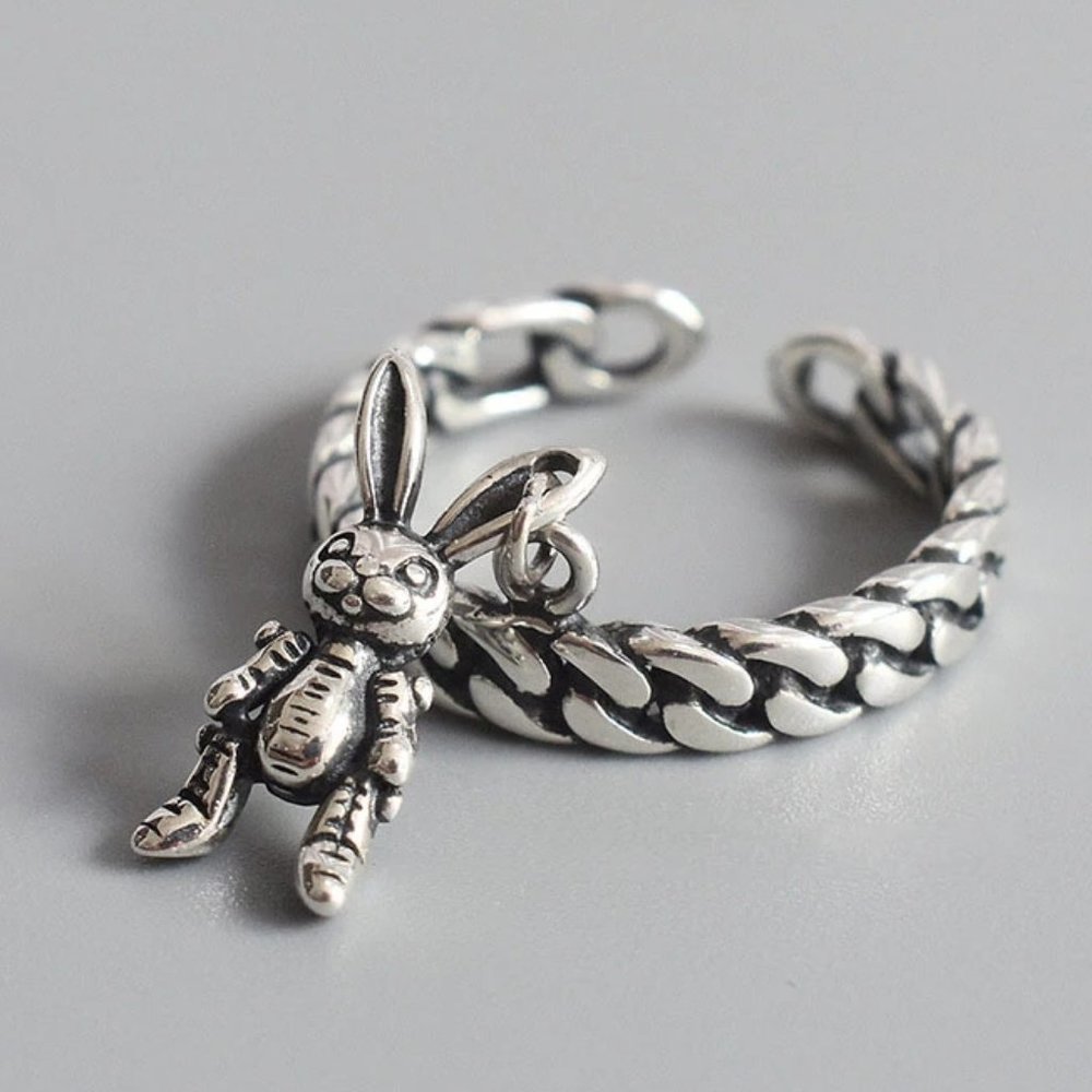 *NEW 925 Sterling Silver Rabbit Adjustable Ring